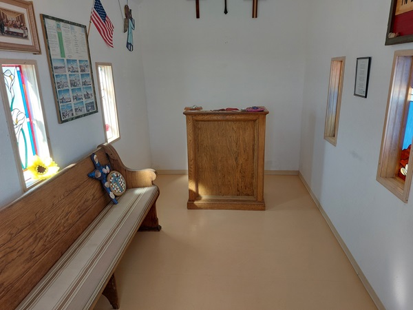 Interior shot of Tiny Church in Salome, AZ
